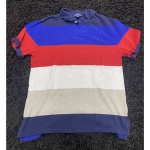 Polo Ralph Lauren Boys Striped Collared Polo T Shirt Size XL 14-16 Blue Red